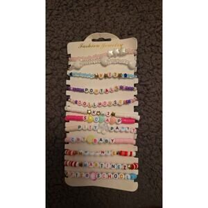 Girls Lot of 24 Bracelets, 1 Press-On Nails, & 1 Lipstick. All New in Wrappers.